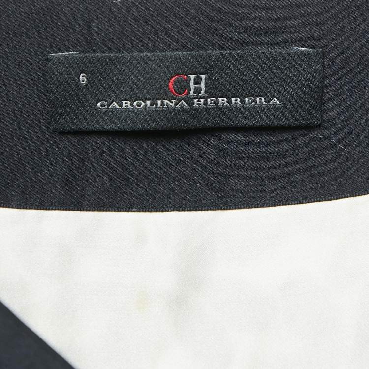 Pre Owned Carolina Herrera Black Floral Lace Raw Edge Maxi Skirt M