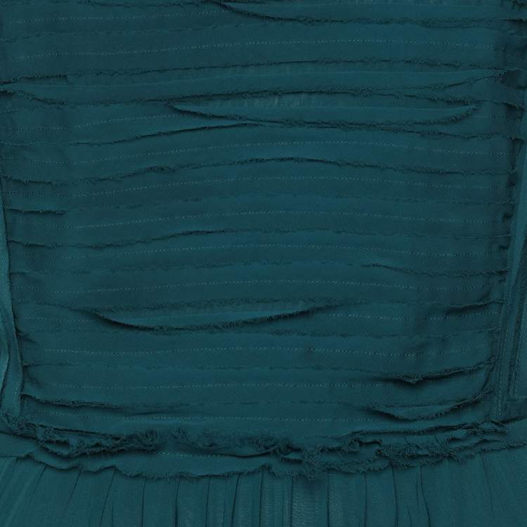 Pre Owned CH Carolina Herrera Green Chiffon Sleeveless Maxi Dress L