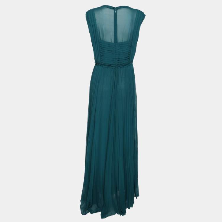 Pre Owned CH Carolina Herrera Green Chiffon Sleeveless Maxi Dress L