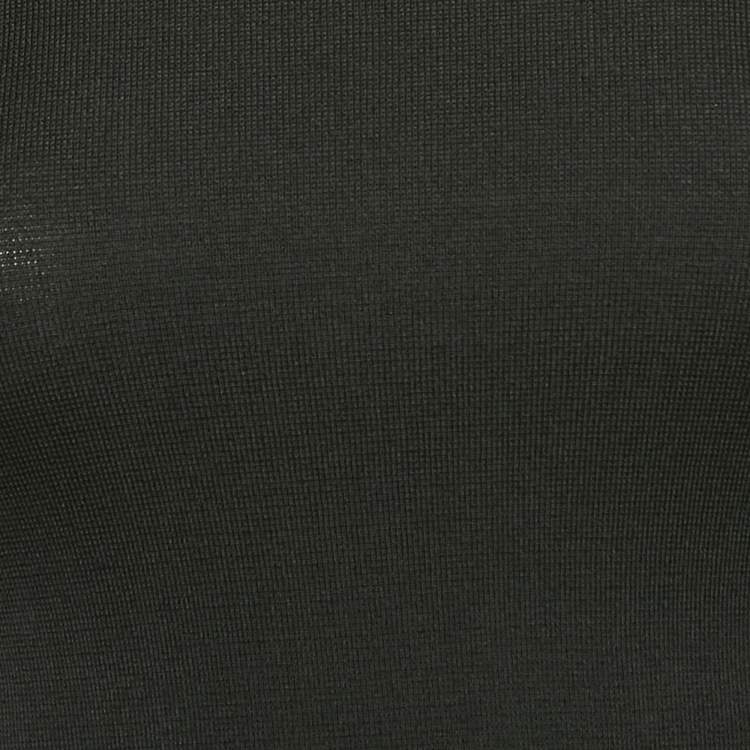Pre Owned Carolina Herrera Black Stretch Knit Bell Sleeve Top XS