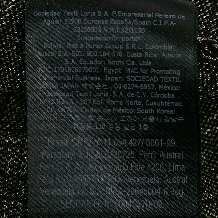 Pre Owned Carolina Herrera Black Logo Jacquard Lurex Knit Sweater M