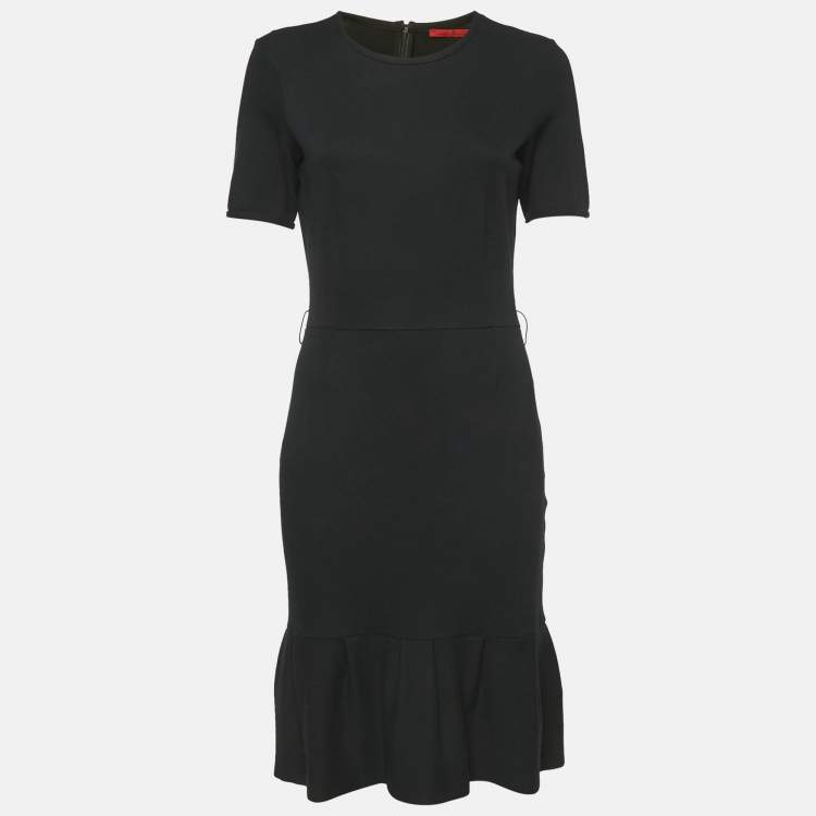 Pre Owned Carolina Herrera Black Jersey Flared Short Dress XS