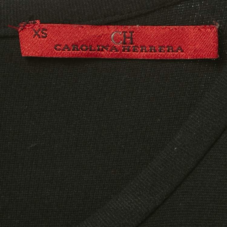 Pre Owned Carolina Herrera Black Jersey Flared Short Dress XS