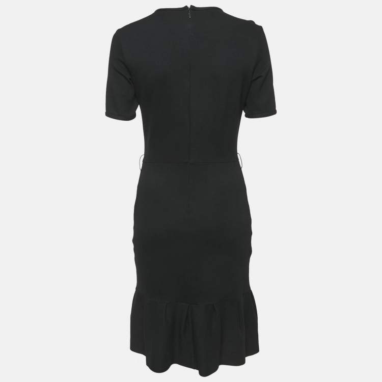 Pre Owned Carolina Herrera Black Jersey Flared Short Dress XS