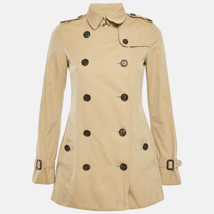 Pre Owned Burberry Beige Cotton Kensington Trench Coat XS
