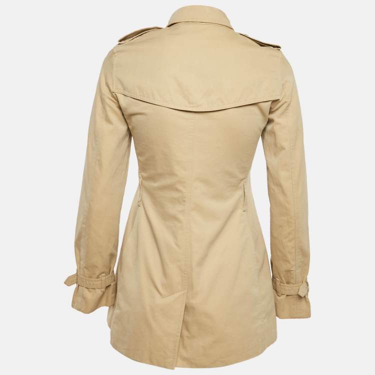 Pre Owned Burberry Beige Cotton Kensington Trench Coat XS