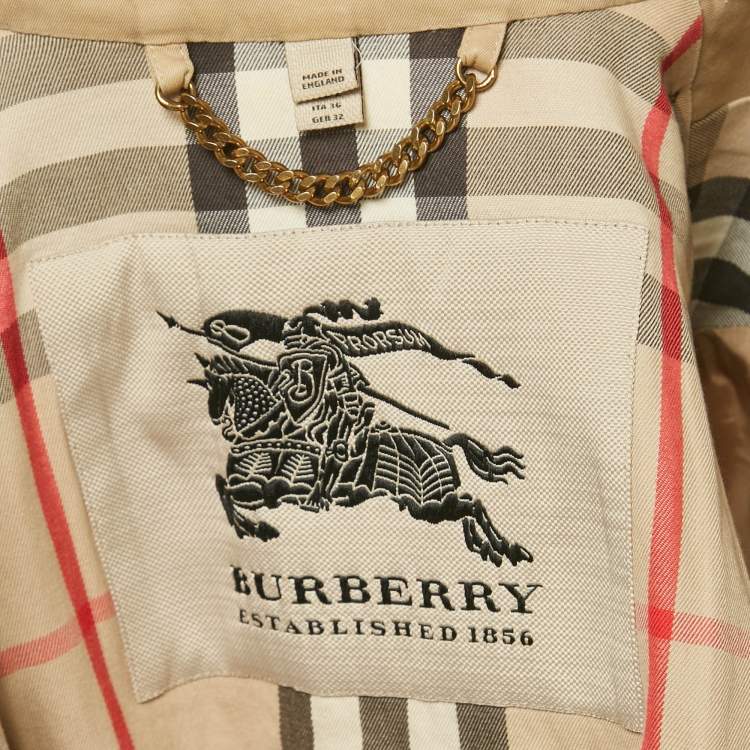 Pre Owned Burberry Beige Cotton Kensington Trench Coat XS
