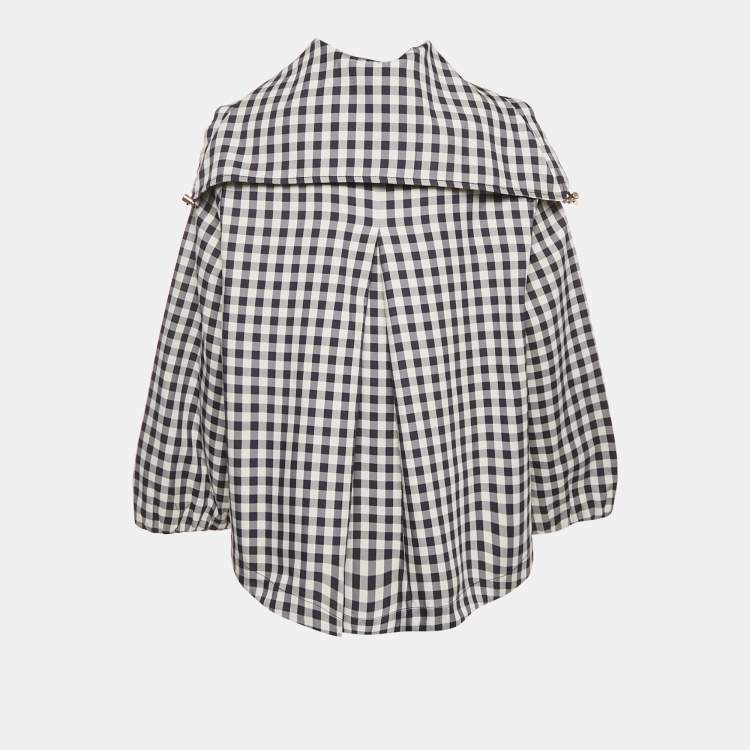 Pre Owned Carolina Herrera Blue Plaid Synthetic Button Front Jacket L