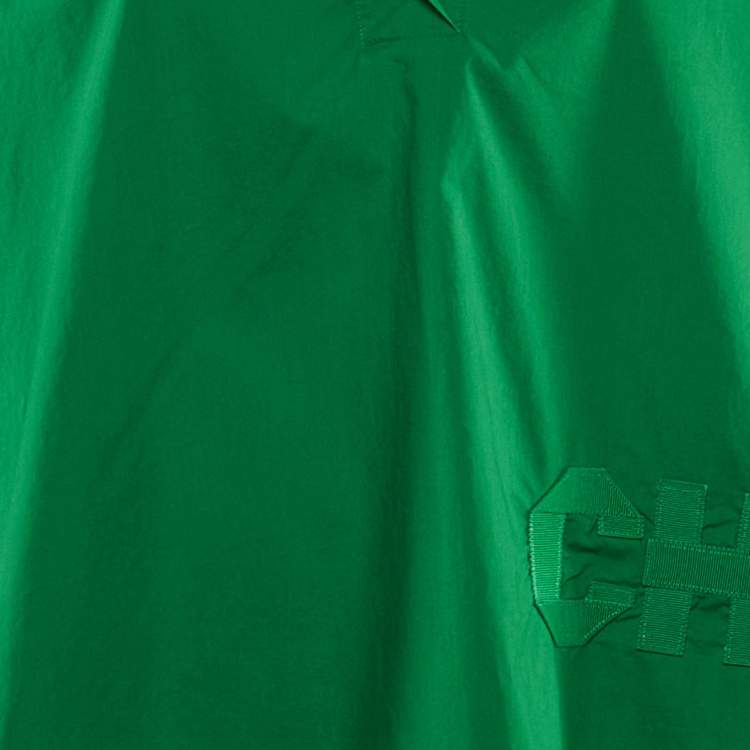 Pre Owned Carolina Herrera Green Cotton Logo Patch Oversize Shirt L