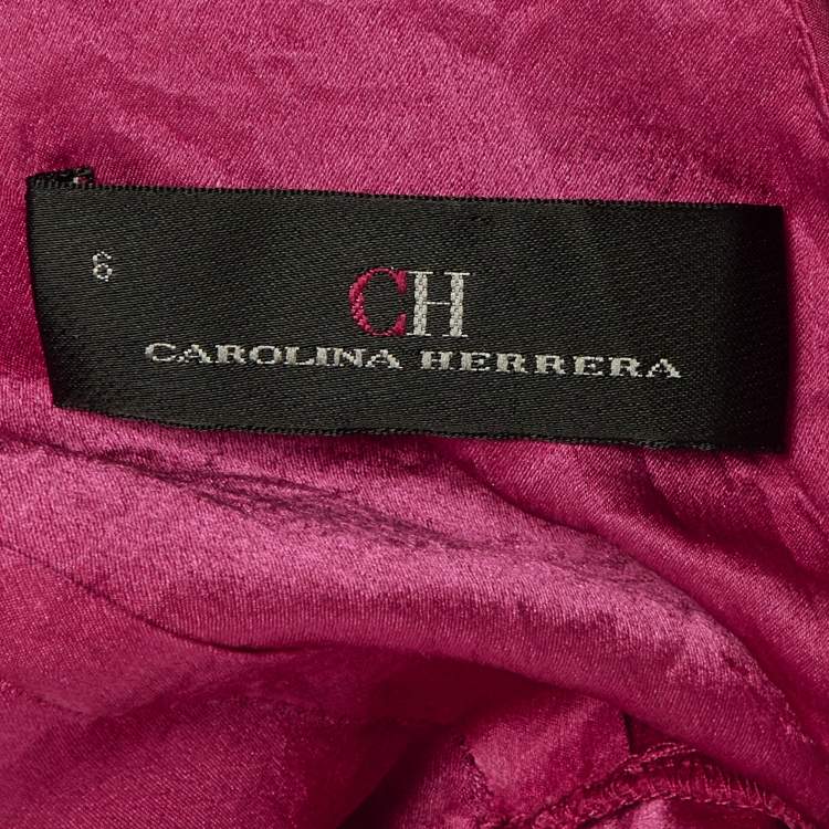 مملوكة مسبقًا Carolina Herrera Pink Silk Plunge Neck Maxi Dress M