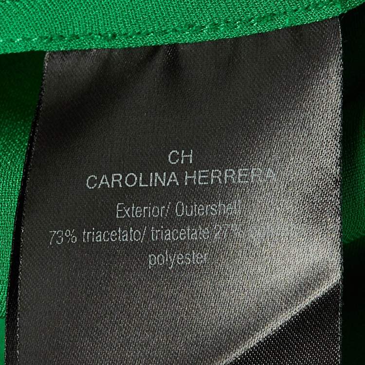 Pre Owned Carolina Herrera Green Crepe Top & Pants Set L/M