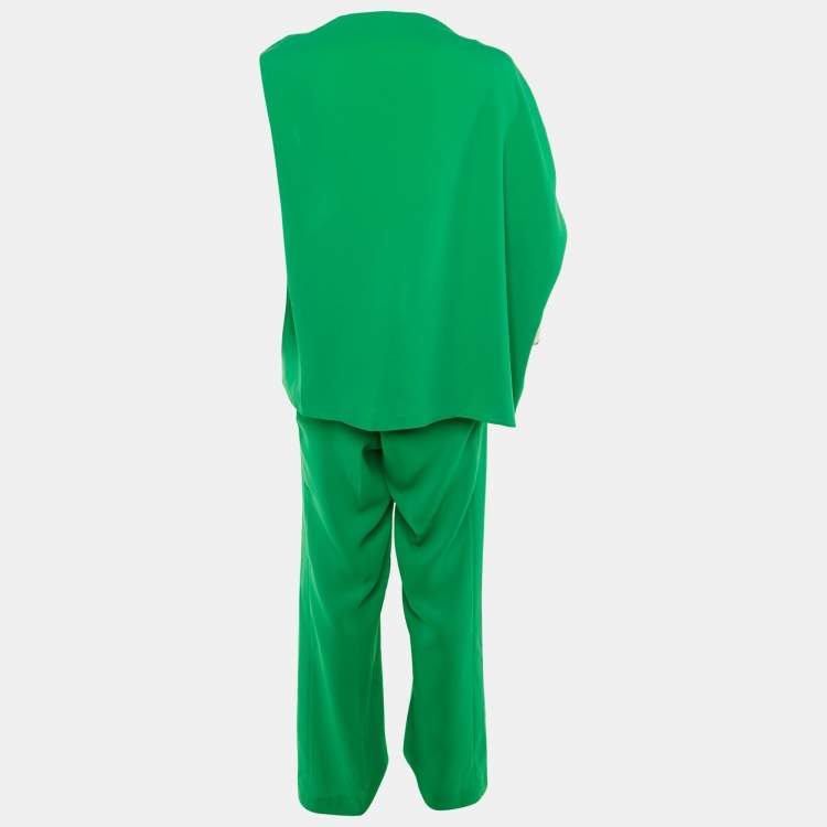 Pre Owned Carolina Herrera Green Crepe Top & Pants Set L/M