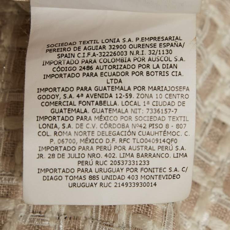 Pre Owned Carolina Herrera Beige Tweed Open Front Coat L