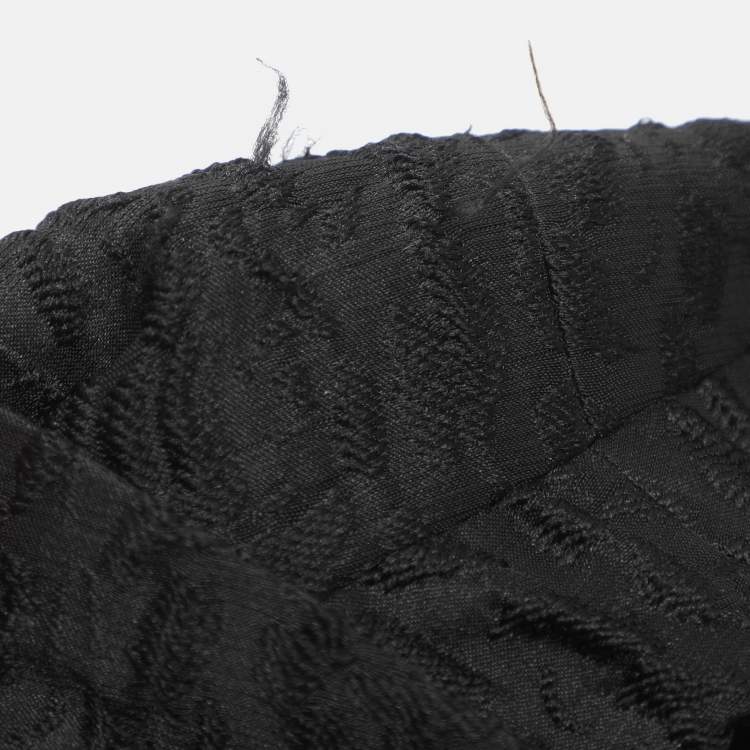 Pre Owned Carolina Herrera Black Jacquard Double Breasted Coat M