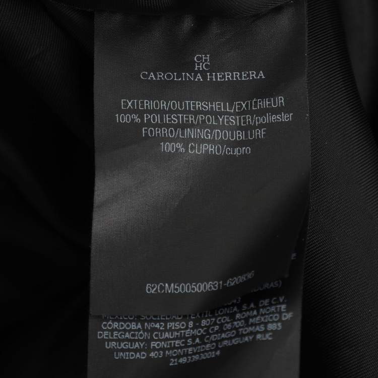 Pre Owned Carolina Herrera Black Jacquard Double Breasted Coat M