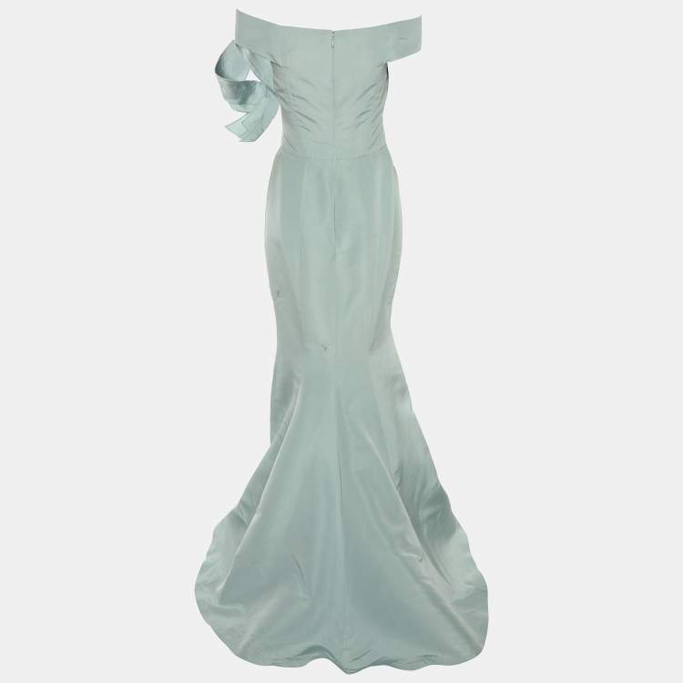 Pre Owned Carolina Herrera Light Blue Crepe Maxi Dress M