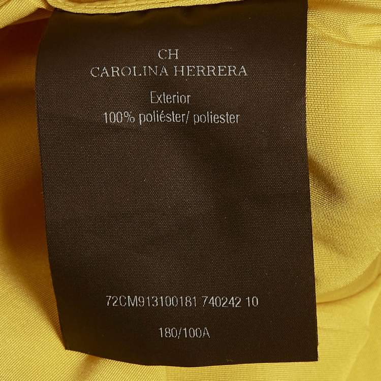 Pre Owned CH Carolina Herrera Yellow Synthetic Pleated Maxi Wrap Dress L