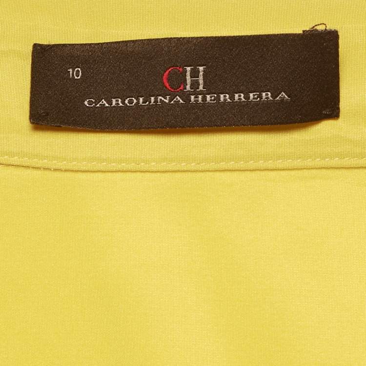 Pre Owned CH Carolina Herrera Yellow Synthetic Pleated Maxi Wrap Dress L