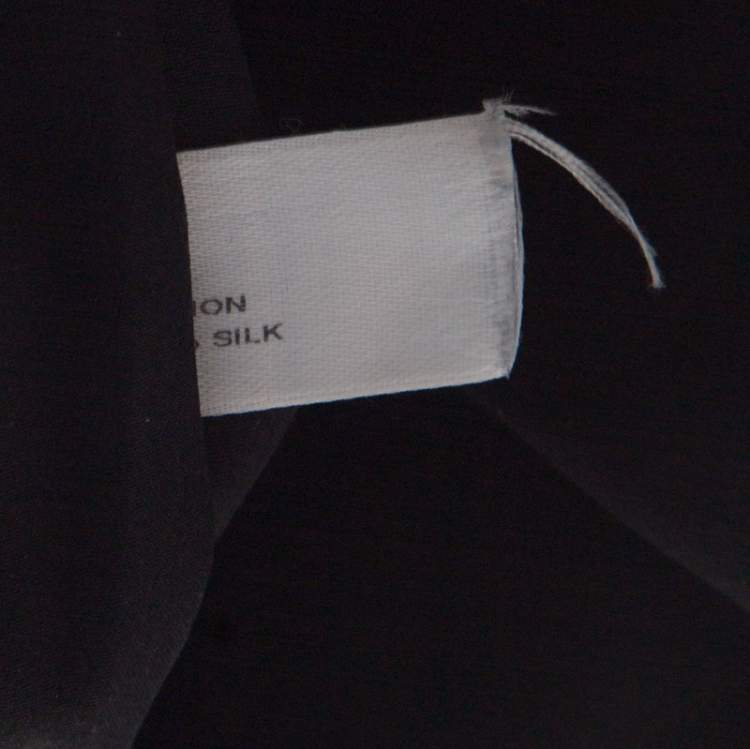 Pre Owned Carolina Herrera Monochrome Lace Print Silk One Shoulder Evening Gown L