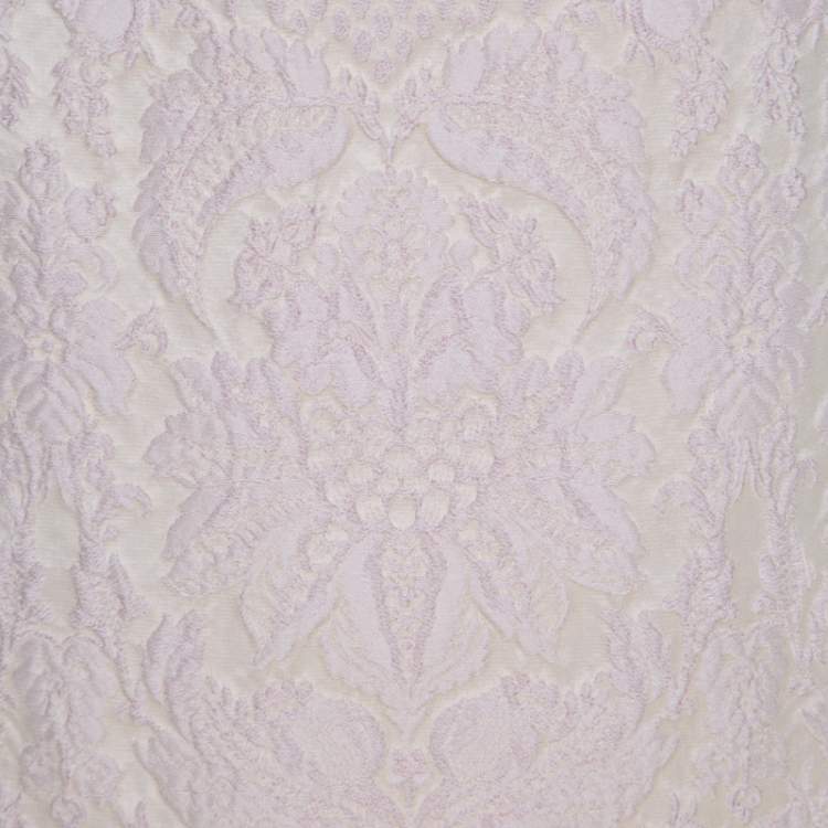 Pre Owned Carolina Herrera Pale Pink Embossed Jacquard Cap Sleeve Sheath Dress XS