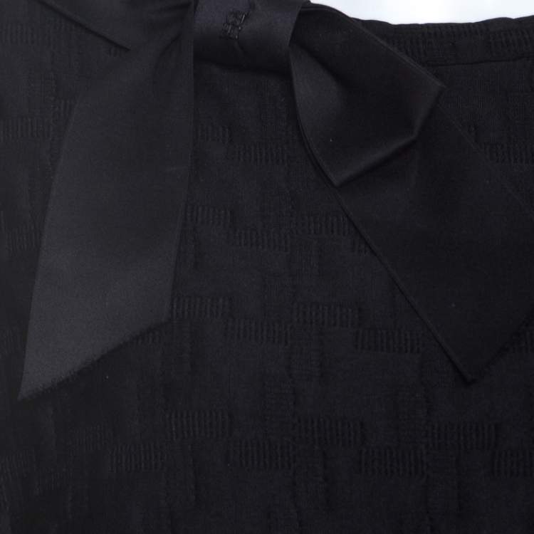 Pre Owned Carolina Herrera Black Stretch Neoprene Neck Bow Detail Top L 