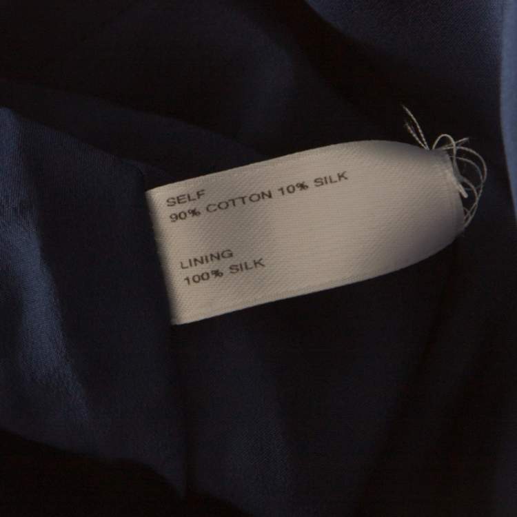 Pre Owned Carolina Herrera Navy Blue Silk Blend Embellished Strap Evening Gown S 