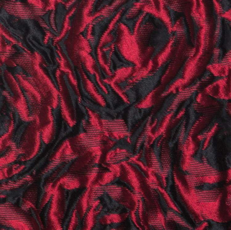 Pre Owned Carolina Herrera Red Floral Patterned Jacquard Sleeveless Sheath Dress L