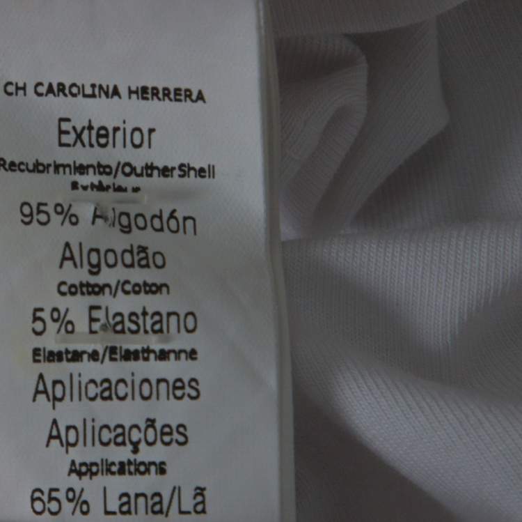 Pre Owned CH Carolina Herrera White Cotton Embroidered Logo Detail T-Shirt S
