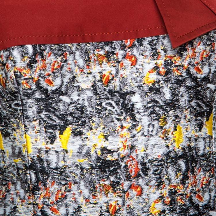 Pre Owned Carolina Herrera Multicolor Jacquard Strapless Dress L
