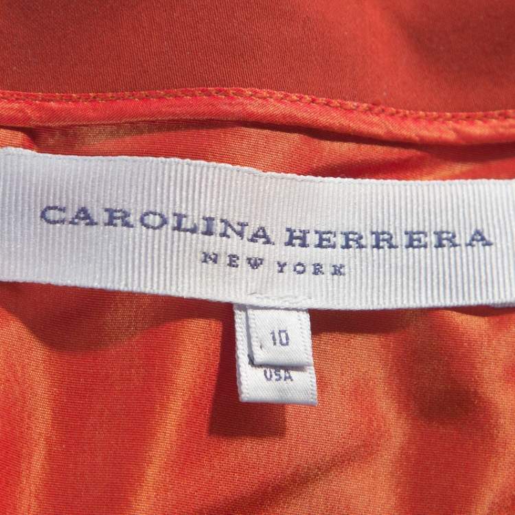 Pre Owned Carolina Herrera Multicolor Jacquard Strapless Dress L