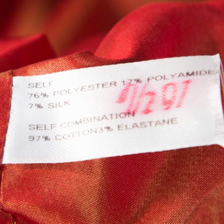 Pre Owned Carolina Herrera Multicolor Jacquard Strapless Dress L