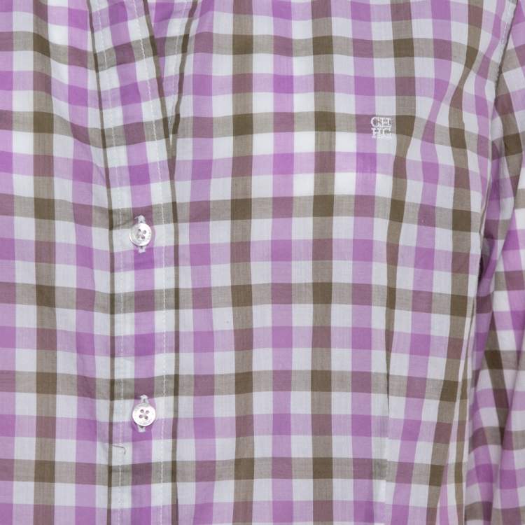 Pre Owned CH Carolina Herrera Purple Checked Cotton Long Sleeve Shirt L