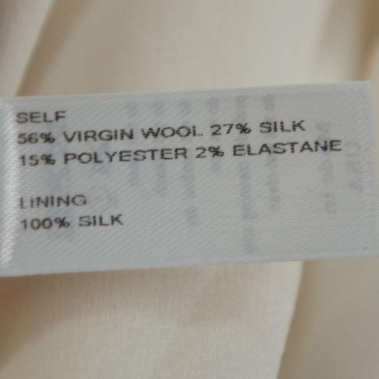 Pre Owned Carolina Herrera Cream Wool & Silk Draped Midi Skirt M