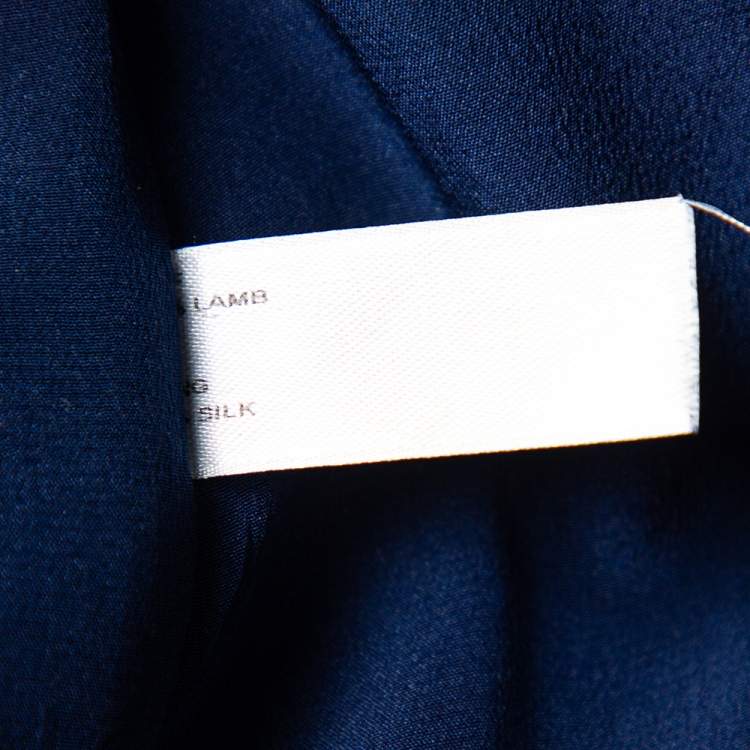 Pre Owned Carolina Herrera Navy Blue Leather A-Line Skirt L