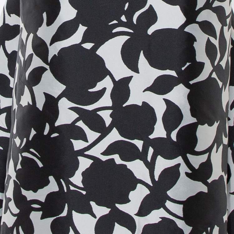 Pre Owned CH Carolina Herrera Monochrome Printed Scoop Back Sleeveless Gown L 