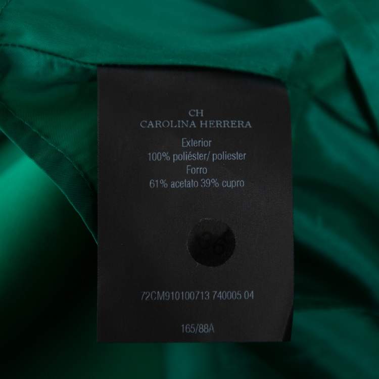 Pre Owned CH Carolina Herrera Green Satin Open Back Sleeveless Gown S