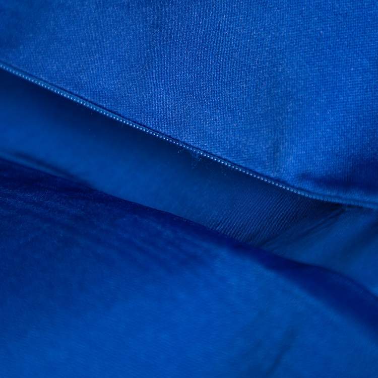 Pre Owned CH Carolina Herrera Royal Blue Silk Draped Detail Flared Dress S