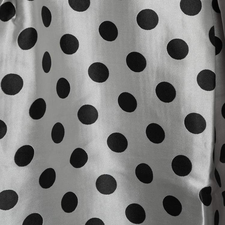 Pre Owned CH Carolina Herrera Monochrome Polka Dot Satin Box Pleated Short Skirt XS