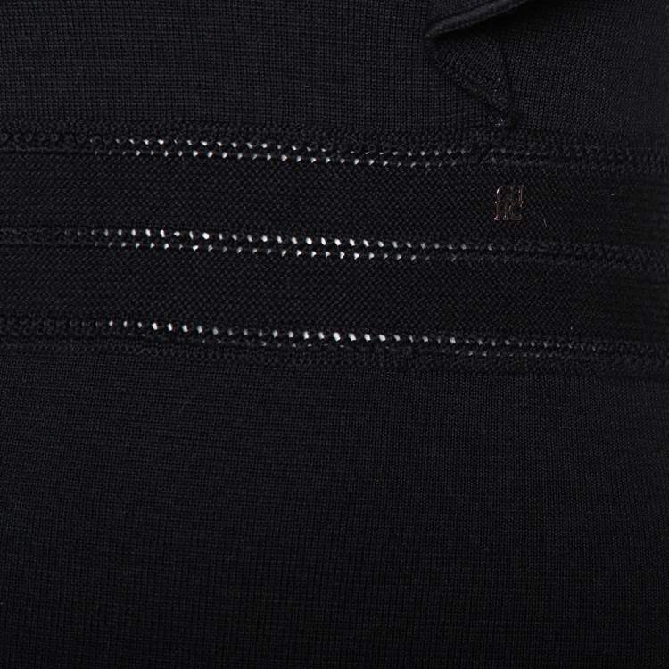 Pre Owned CH Carolina Herrera Black Knit Ruffle Detail Midi Dress XS