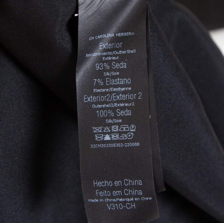 Pre Owned CH Carolina Herrera Black Satin Pleated Detail Top L