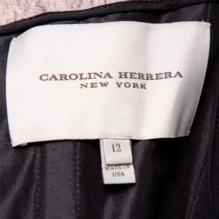 Pre Owned Carolina Herrera Multicolor Floral Jacquard Strapless Gown L