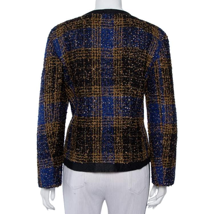 Pre Owned Carolina Herrera Multicolor Tweed Button Front Jacket XL