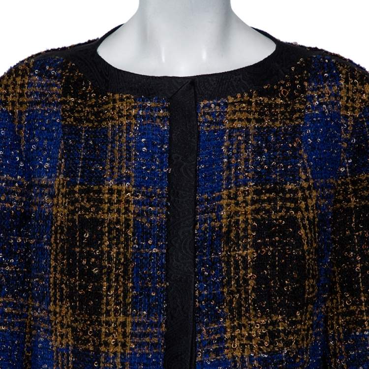 Pre Owned Carolina Herrera Multicolor Tweed Button Front Jacket XL
