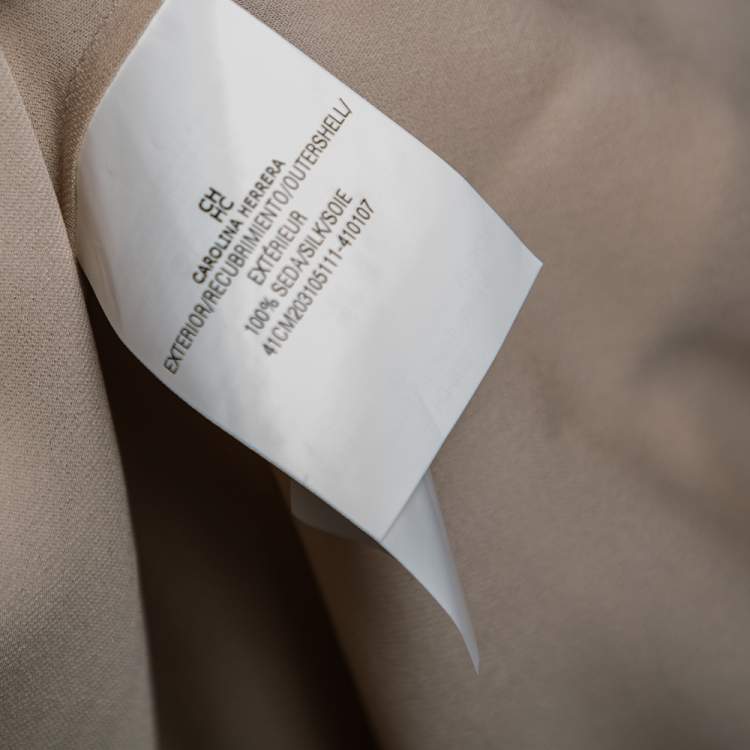Pre Owned Carolina Herrera Cream Silk Ruffled Cuff Detail Blouse M 