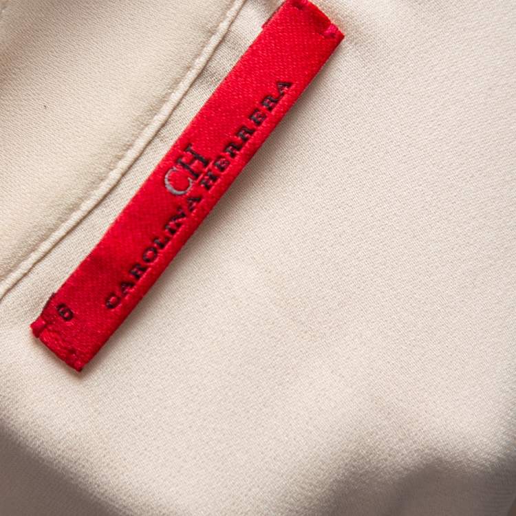 Pre Owned Carolina Herrera Cream Silk Ruffled Cuff Detail Blouse M 
