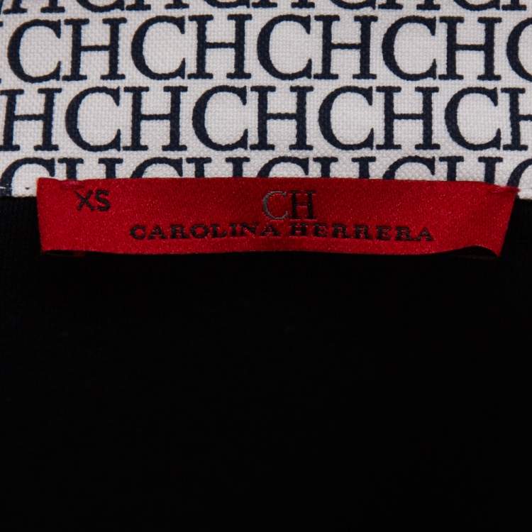 Pre Owned Carolina Herrera Navy Blue Jersey Contrast Trim Dolman Sleeve Top XS