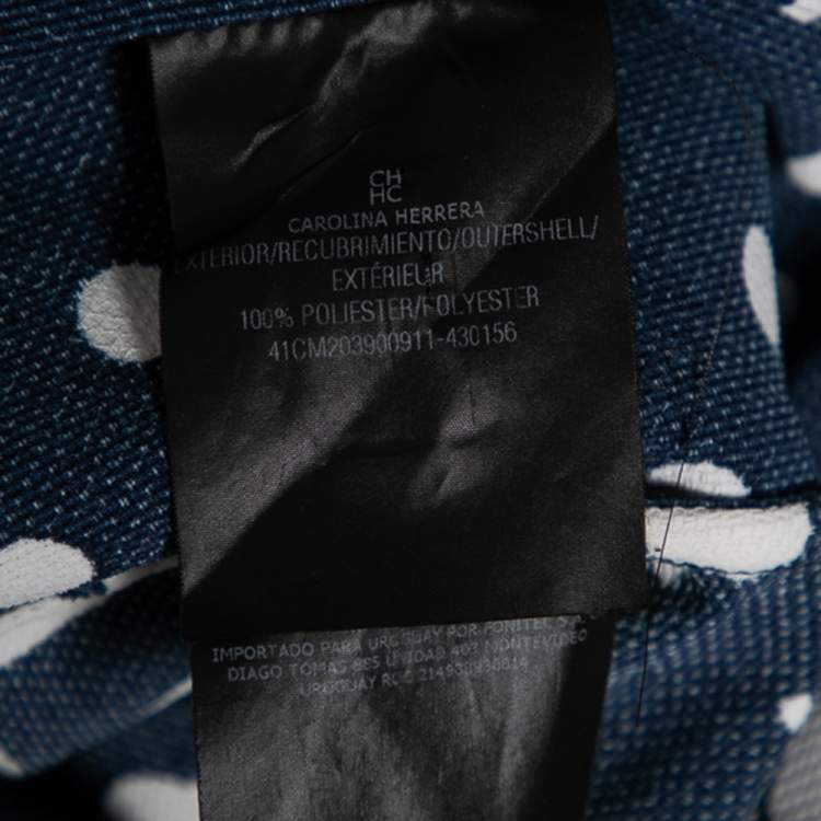 Pre Owned CH Carolina Herrera Navy and White Floral Print Square Top M