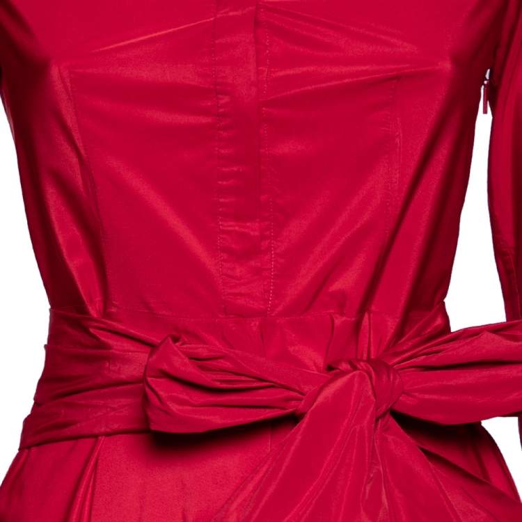 Pre Owned CH Carolina Herrera Red Cache-Coeur Taffeta Shirt-Dress Evening Gown S
