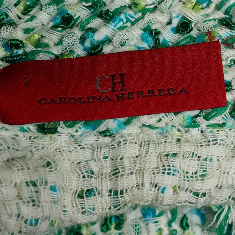 مملوكة مسبقًا CH Carolina Herrera Green Tweed Shift Dress S