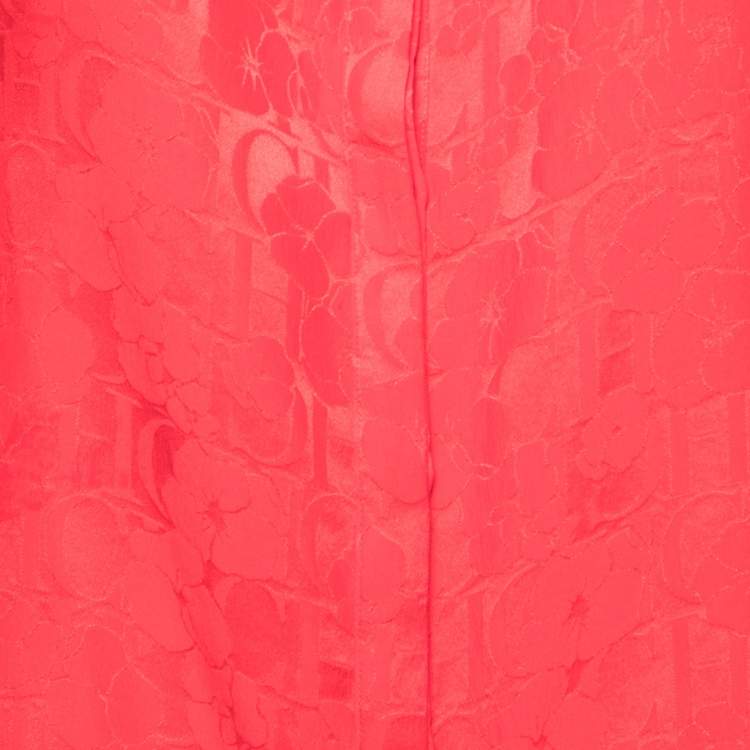 Pre Owned CH Carolina Herrera Red All Over Logo Silk Shirt L